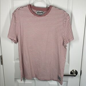 The stronghold shirt sleeved pink and white striped t-shirt size large